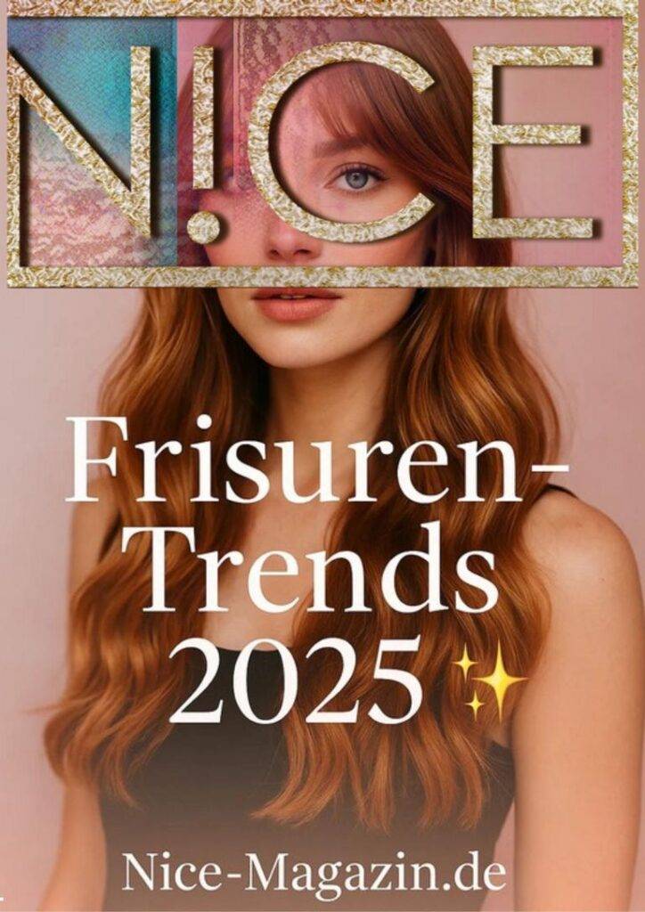 Strahlende junge Frau mit modernen Soft Waves Frisur 2025 vor rosa Hintergrund, Schriftzug "Frisuren-Trends 2025"
